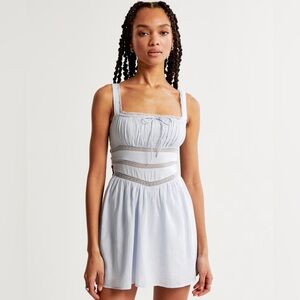 BNWT Abercrombie Lace Pieced Romper, light blue, Size S, SOLD OUT STYLE